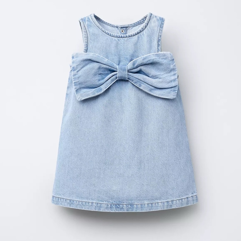 NEW Zara Bow Denim Dress 4
